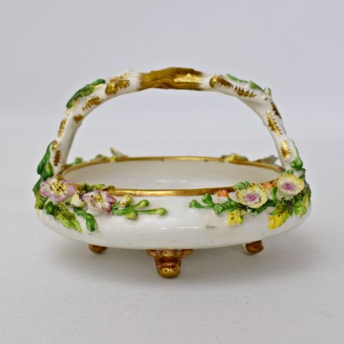 ROCKINGHAM PORCELAIN NAMED VIEW BASKET APPLIED FLOWERS C 183240 - ADDITIONAL PHOTO 4