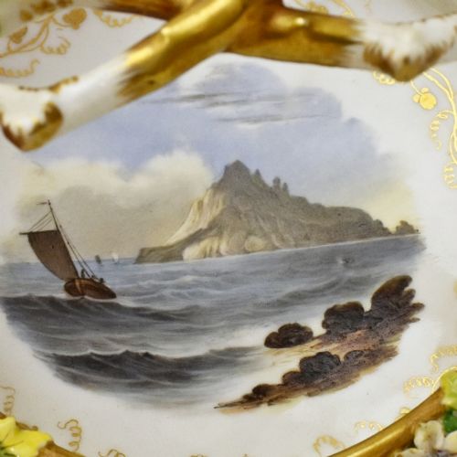 ROCKINGHAM PORCELAIN NAMED VIEW BASKET APPLIED FLOWERS C 183240 - ADDITIONAL PHOTO 8
