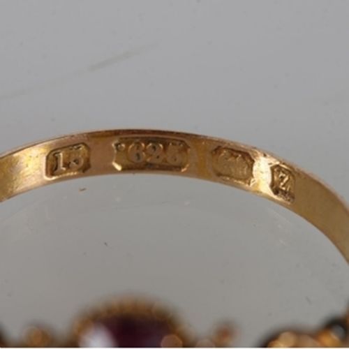 ANTIQUE 15CT GOLD FLOWER RING GARNET PEARL CLUSTER HALLMARKED 1848 VICTORIAN RING - ADDITIONAL PHOTO 10