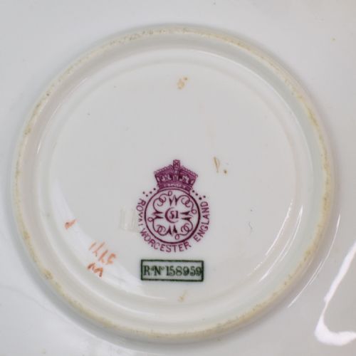 FINE ROYAL WORCESTER EMPRESS SHAPE CUP AND SAUCER BLUSH IVORY HANDPAINTED FLOWER 1899 - ADDITIONAL PHOTO 10