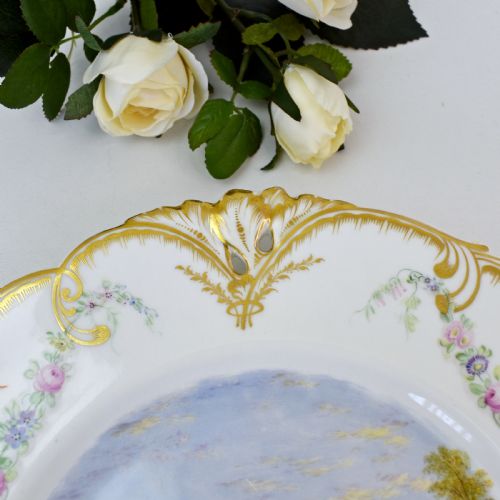 RARE KERR BINNS WORCESTER DESSERT PLATE DEPICTING DARGAN CASTLE C 185262 - ADDITIONAL PHOTO 3
