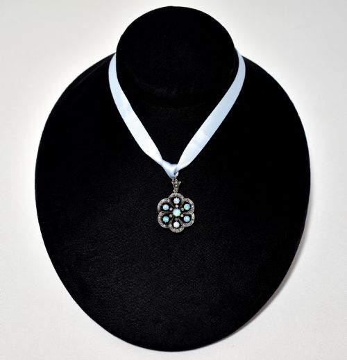 LATE VICTORIAN 15CT GOLD AND SILVER OPAL AND DIAMOND PENDANT C 1890 - ADDITIONAL PHOTO 1