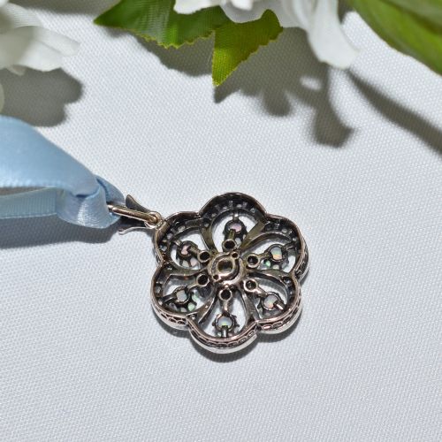 LATE VICTORIAN 15CT GOLD AND SILVER OPAL AND DIAMOND PENDANT C 1890 - ADDITIONAL PHOTO 7