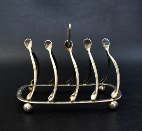 ANTIQUE STERLING SILVER WISHBONE TOAST RACK SHEFFIELD 1918 BY ROBERTS BELK - ADDITIONAL PHOTO 1