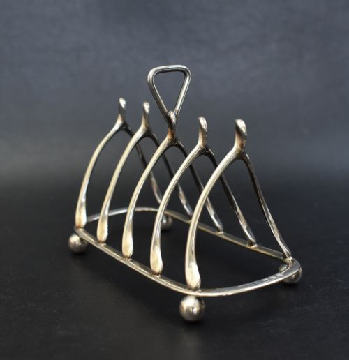 ANTIQUE STERLING SILVER WISHBONE TOAST RACK SHEFFIELD 1918 BY ROBERTS BELK - ADDITIONAL PHOTO 5