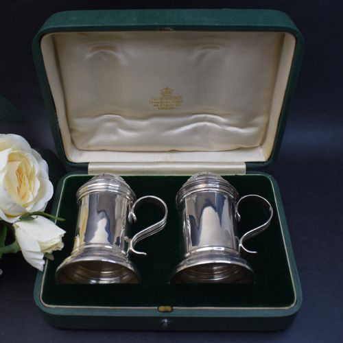 EDWARDIAN BRITANNIA SILVER PEPPERS BY CHARLES STUART HARRIS LONDON 1903 IN ORIGINAL COLLINGWOOD CO CASE - ADDITIONAL PHOTO 6