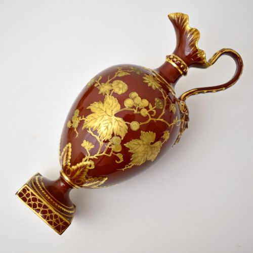 FINE ROYAL CROWN DERBY EWER AESTHETIC RAISED GOLD DECOR C1884 - ADDITIONAL PHOTO 9