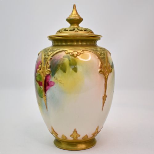 ROYAL WORCESTER POT POURRI VASE HANDPAINTED ROSES BY A WATKINS 1912 - ADDITIONAL PHOTO 2