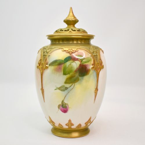 ROYAL WORCESTER POT POURRI VASE HANDPAINTED ROSES BY A WATKINS 1912 - ADDITIONAL PHOTO 3