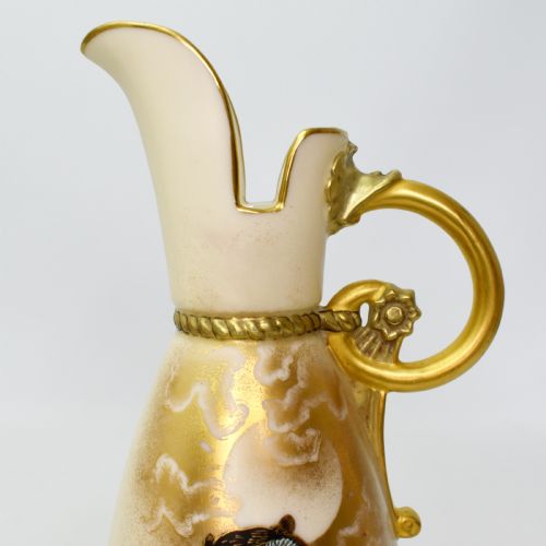 ROYAL WORCESTER BLUSH IVORY EWER CHARLES BALDWYN MOONLIT OWL DESIGN 1886 - ADDITIONAL PHOTO 6