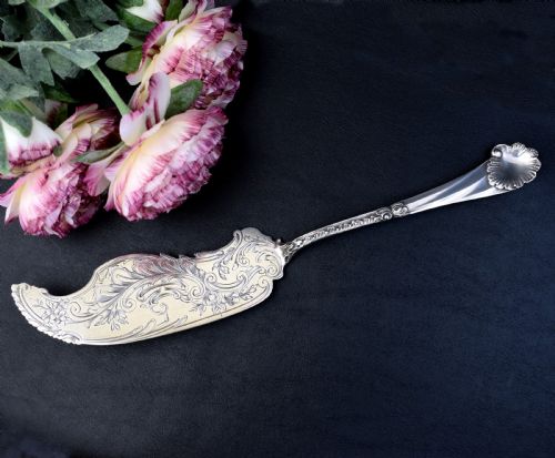 finely engraved french silver fish knife by henin cie belle poque period - CATEGORY: ANTIQUE SILVER - DATED 1900