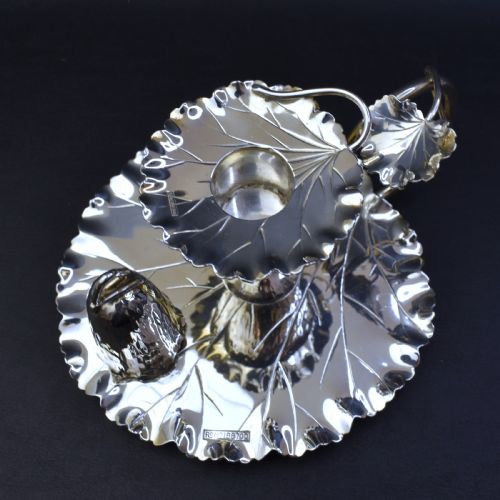 VICTORIAN SILVER PLATED CHAMBERSTICK BY HUKIN HEATH C1900 DRESSER LEAF DESIGN - ADDITIONAL PHOTO 7
