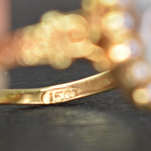 ANTIQUE 15CT GOLD MOONSTONE SEED PEARL CLUSTER RING EDWARDIAN C1900 - ADDITIONAL PHOTO 9