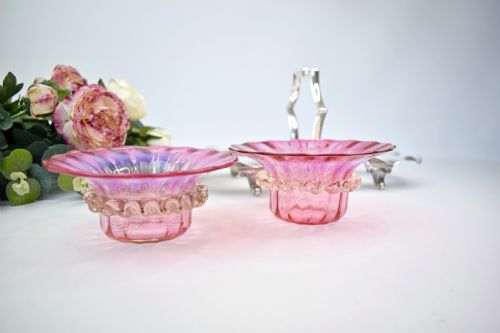 VICTORIAN CRANBERRY GLASS AND SILVER PLATED DOUBLE STAND R RICHARDSON SHEFFIELD C1880 - ADDITIONAL PHOTO 7
