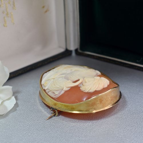 FINE MID19TH CENTURY SHELL CAMEO BROOCH THE PERSIAN SIBYL AFTER GUERCINO 9CT GOLD - ADDITIONAL PHOTO 6