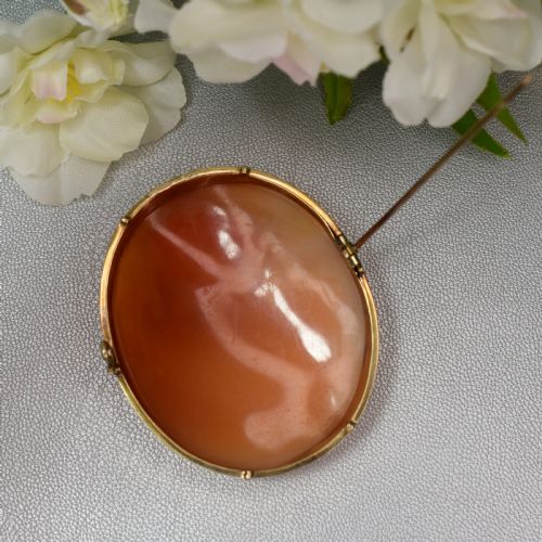 FINE MID19TH CENTURY SHELL CAMEO BROOCH THE PERSIAN SIBYL AFTER GUERCINO 9CT GOLD - ADDITIONAL PHOTO 11