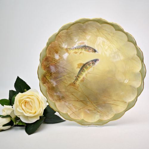 SET OF FOUR ROYAL DOULTON FISH PLATES PAINTED BY JOSEPH BIRBECK SENIOR - ADDITIONAL PHOTO 3