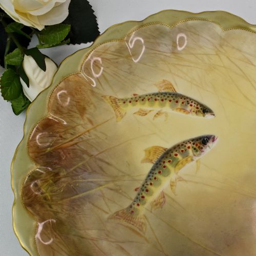 SET OF FOUR ROYAL DOULTON FISH PLATES PAINTED BY JOSEPH BIRBECK SENIOR - ADDITIONAL PHOTO 5