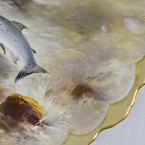 SET OF FOUR ROYAL DOULTON FISH PLATES PAINTED BY JOSEPH BIRBECK SENIOR - ADDITIONAL PHOTO 10