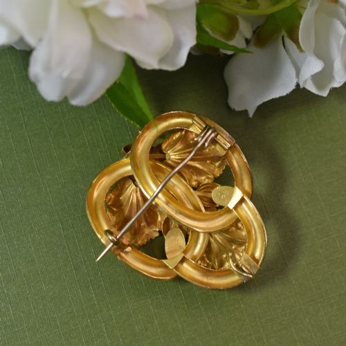 EARLY VICTORIAN 15CT GOLD AND PINK FOILBACKED TOPAZ FLORAL BROOCH C1840 - ADDITIONAL PHOTO 4