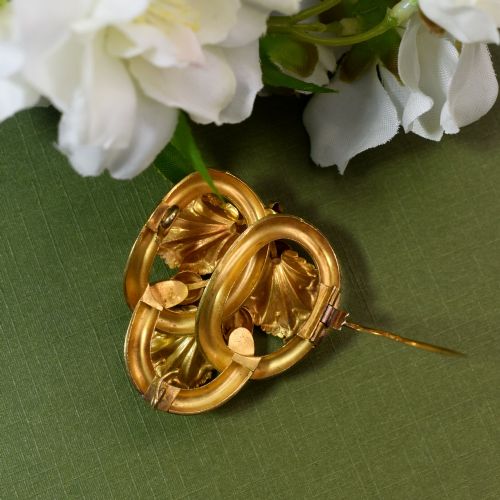 EARLY VICTORIAN 15CT GOLD AND PINK FOILBACKED TOPAZ FLORAL BROOCH C1840 - ADDITIONAL PHOTO 5