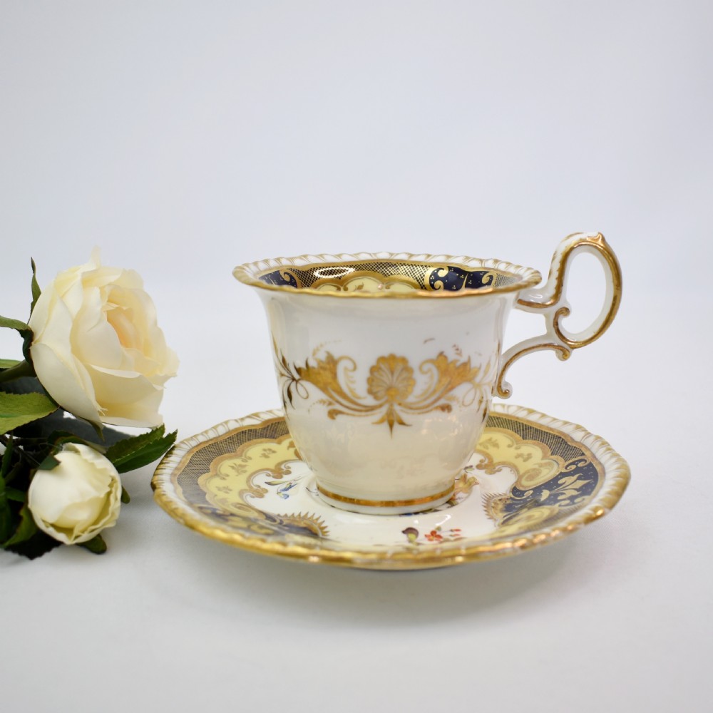 H R Daniel True Tea Trio, c.1825, Pattern 4058, Second Gadroon Shape, Hand-Painted Flowers View VIII