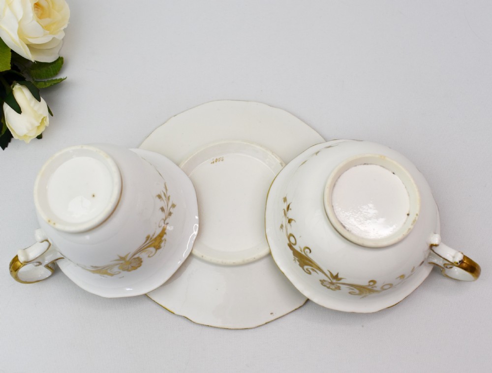 H R Daniel True Tea Trio, c.1825, Pattern 4058, Second Gadroon Shape, Hand-Painted Flowers View XIII