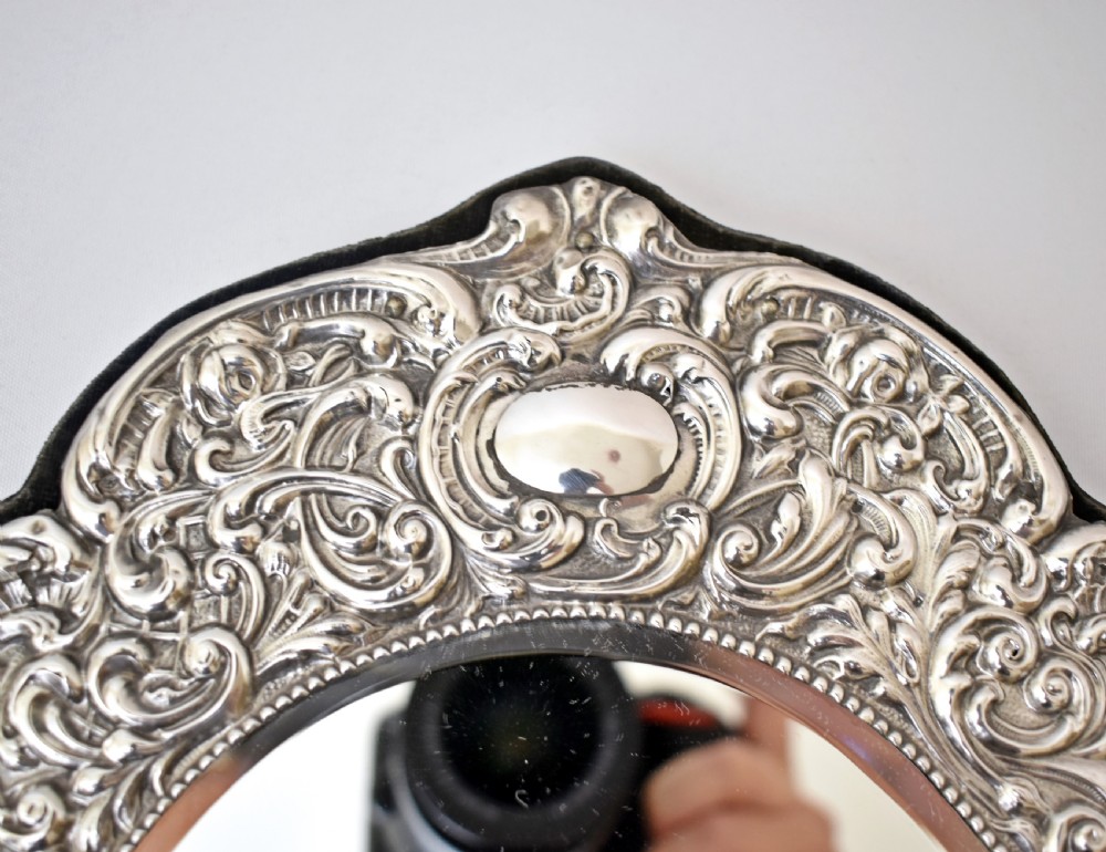 Large Edwardian Dressing Table Silver Easel Mirror, H.Matthews, 1909 View II