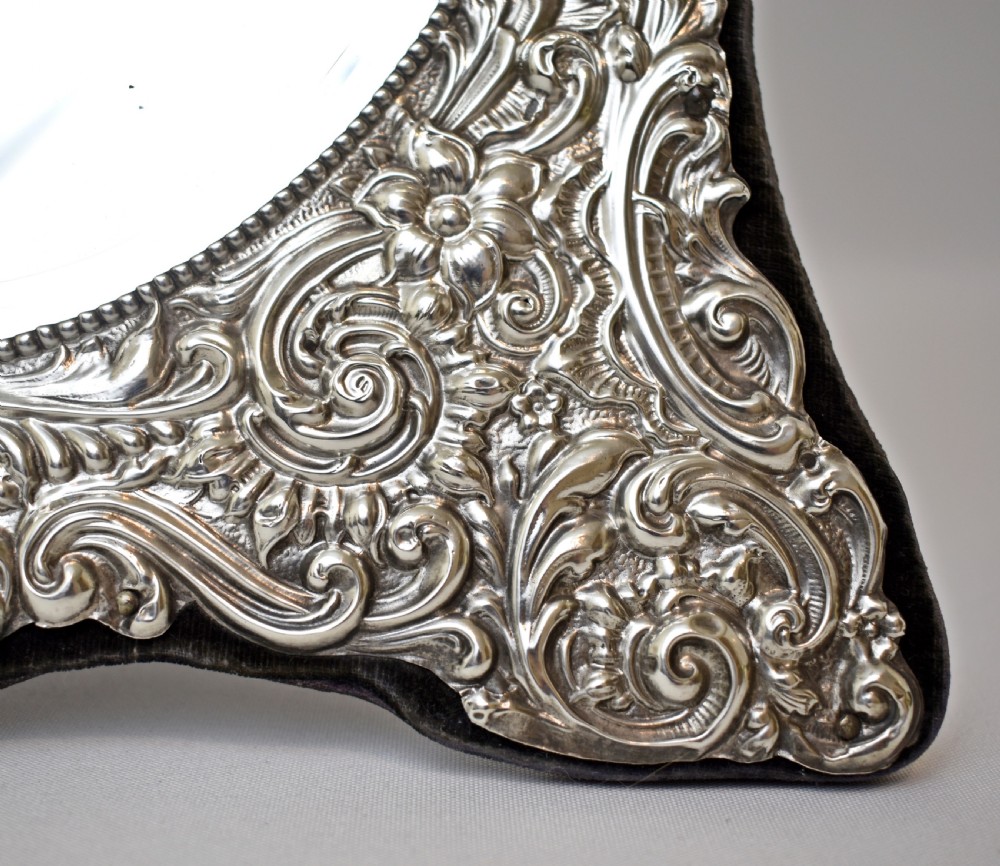 Large Edwardian Dressing Table Silver Easel Mirror, H.Matthews, 1909 View III