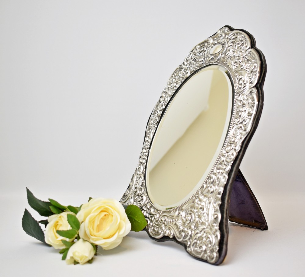 Large Edwardian Dressing Table Silver Easel Mirror, H.Matthews, 1909 View XII