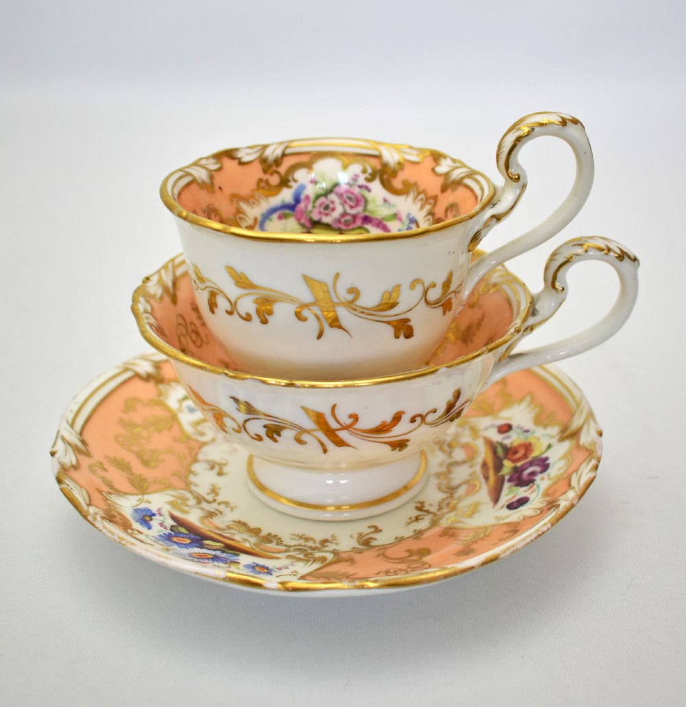 Fine Coalport Cecil Jones Tea & Coffee True Trio, c.1840