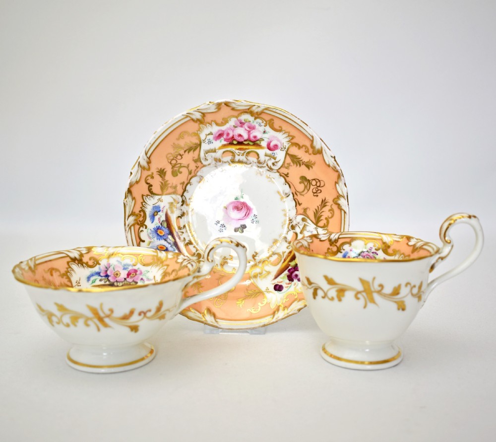Fine Coalport Cecil Jones Tea & Coffee True Trio, c.1840 View II