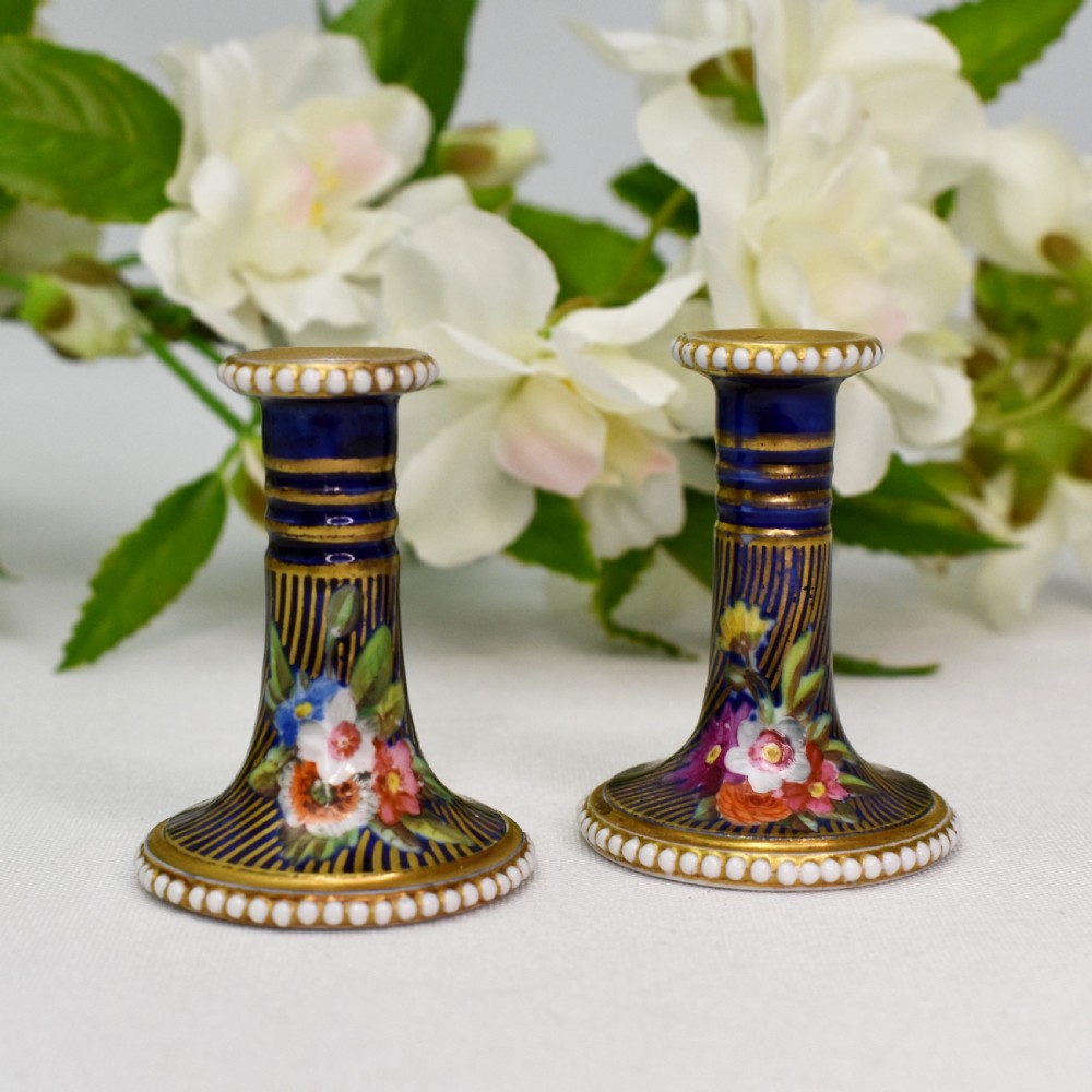 Rare pair of Miniature Candlesticks, Spode, c 1815 pattern 2478 View III