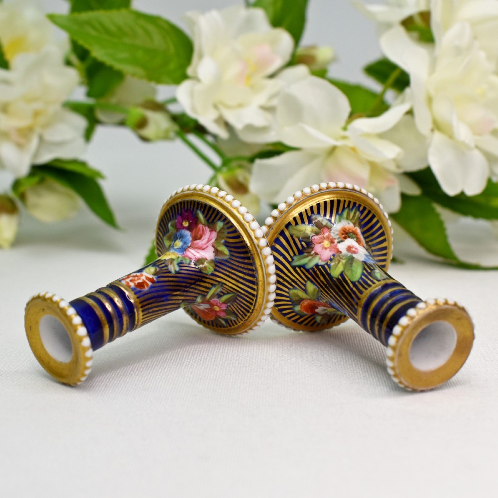 Rare pair of Miniature Candlesticks, Spode, c 1815 pattern 2478 View IX