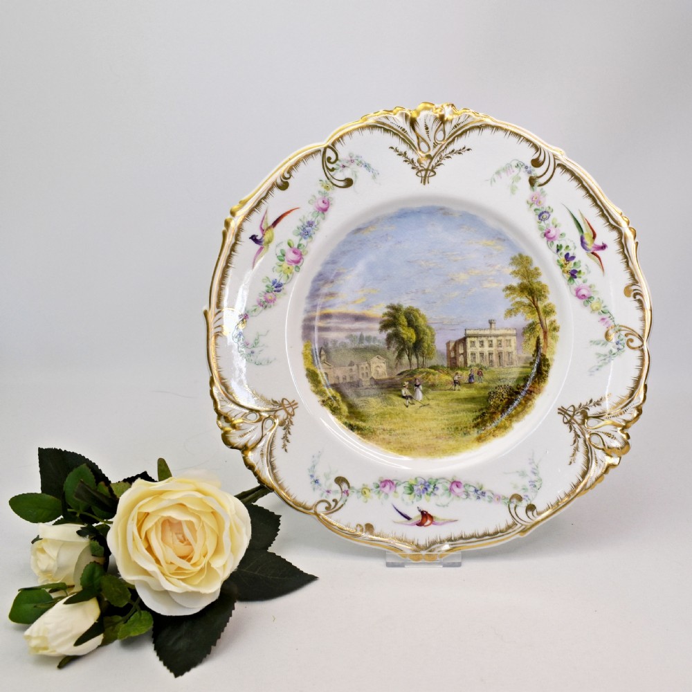 Rare Kerr & Binns Worcester Dessert Plate Depicting Dargan Castle, c. 1852–62 View II