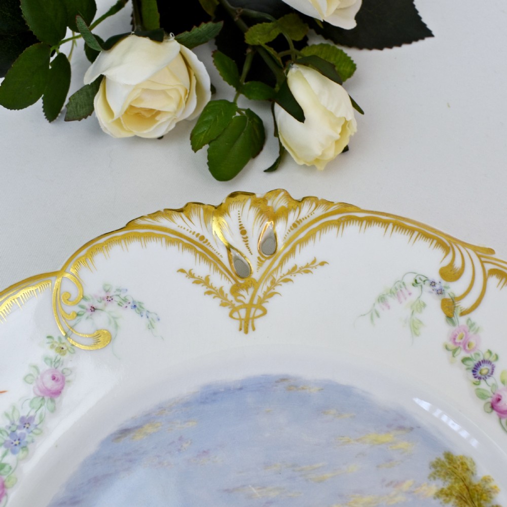 Rare Kerr & Binns Worcester Dessert Plate Depicting Dargan Castle, c. 1852–62 View IV