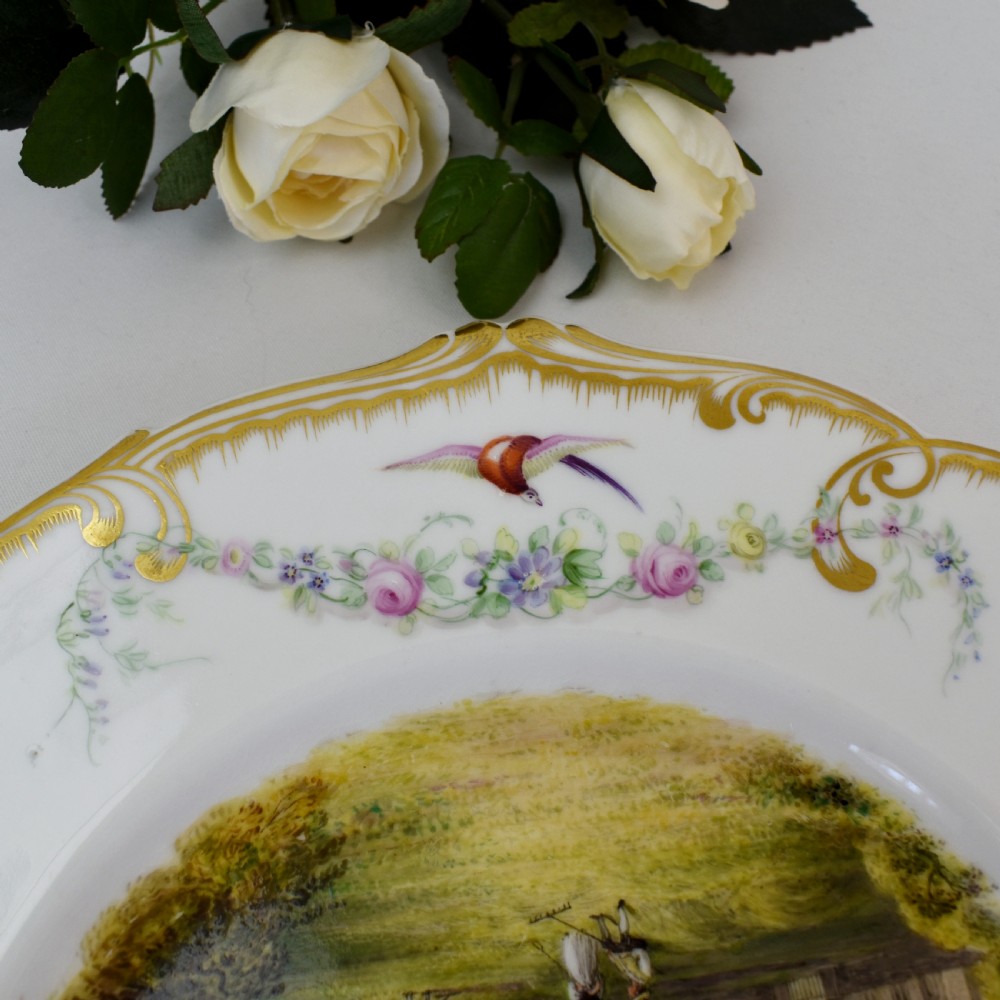 Rare Kerr & Binns Worcester Dessert Plate Depicting Dargan Castle, c. 1852–62 View VI