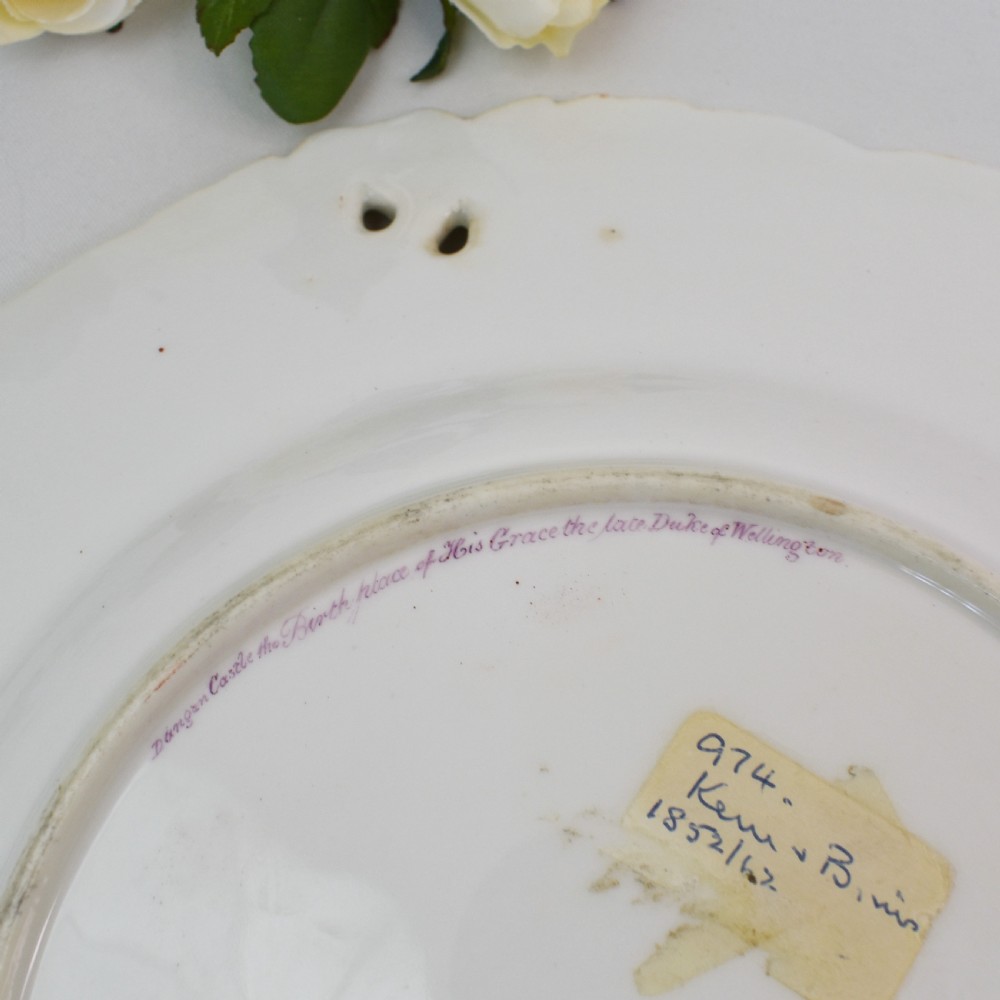 Rare Kerr & Binns Worcester Dessert Plate Depicting Dargan Castle, c. 1852–62 View VII