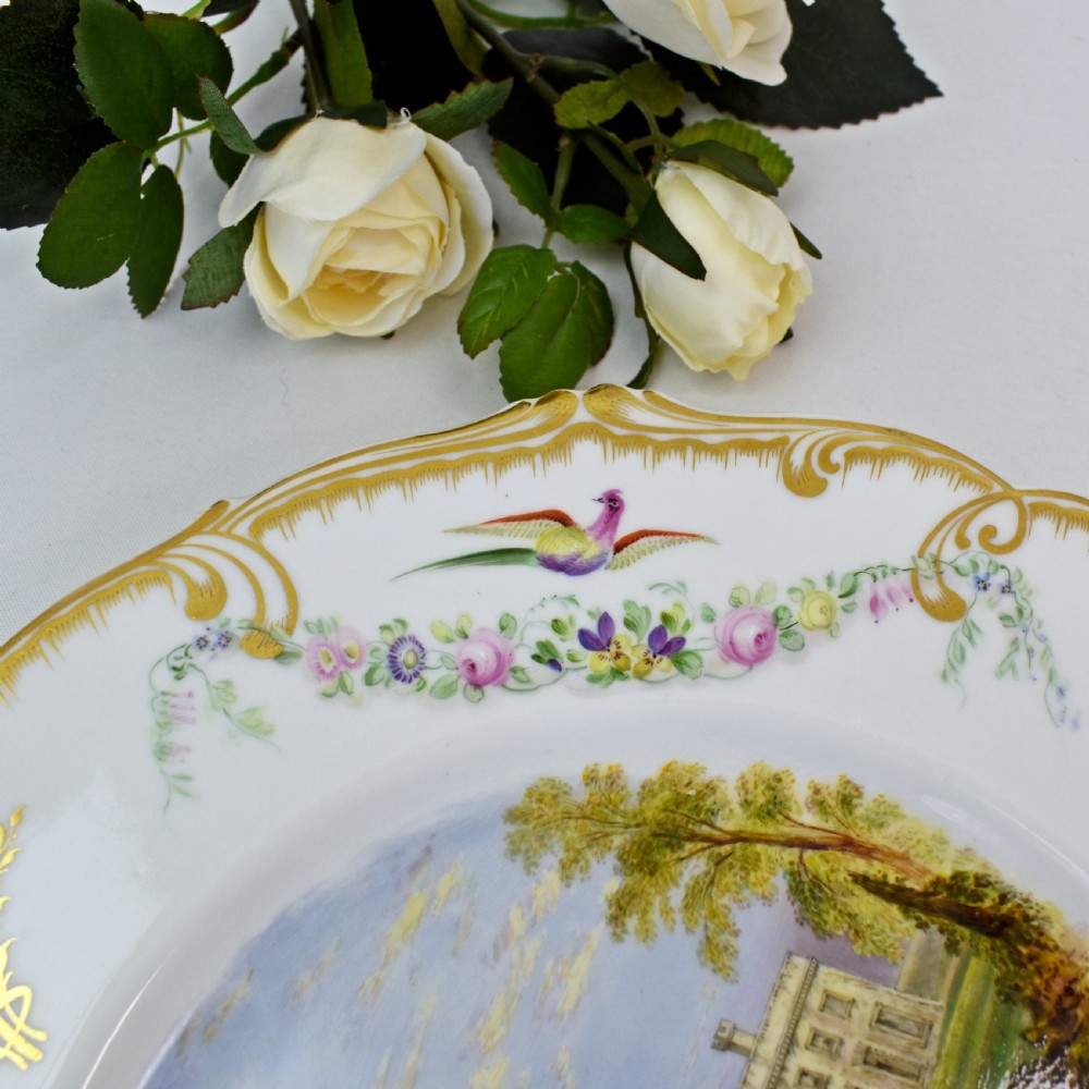 Rare Kerr & Binns Worcester Dessert Plate Depicting Dargan Castle, c. 1852–62 View VIII