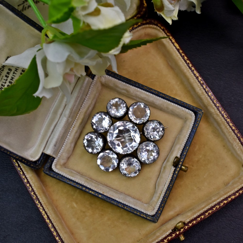 Fine Victorian Rock Crystal Brooch in Silver, circa 1880