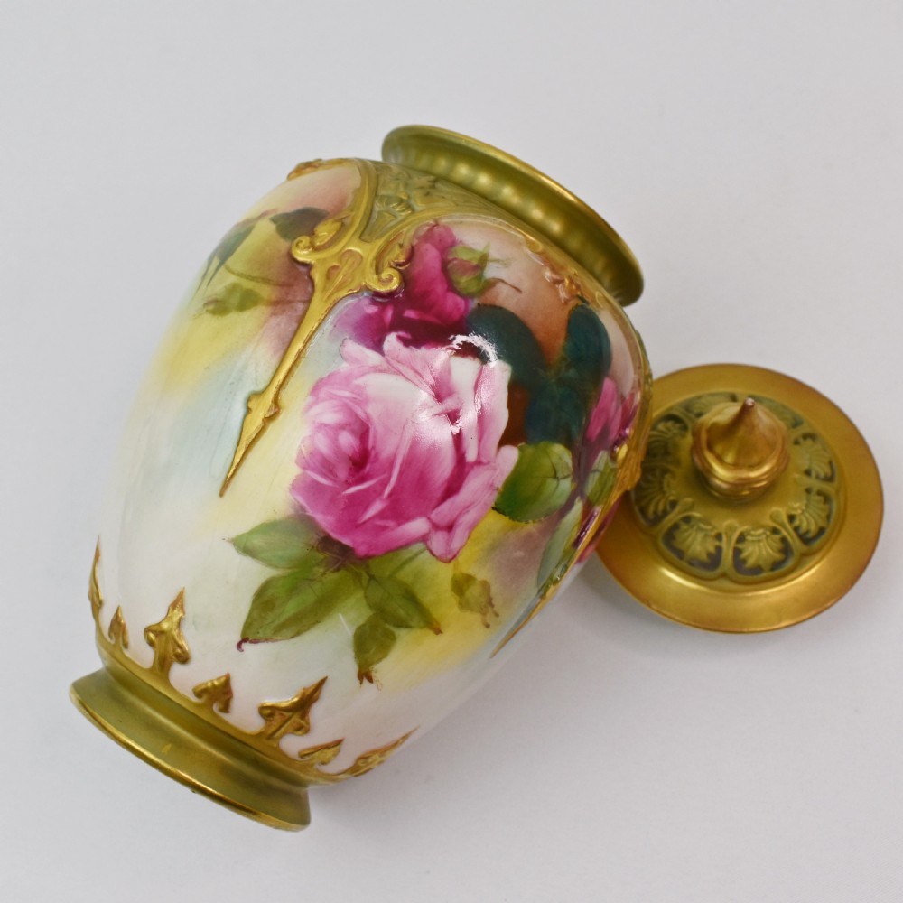 Royal Worcester Pot Pourri Vase – Hand-Painted Roses by A. Watkins – 1912 View VI
