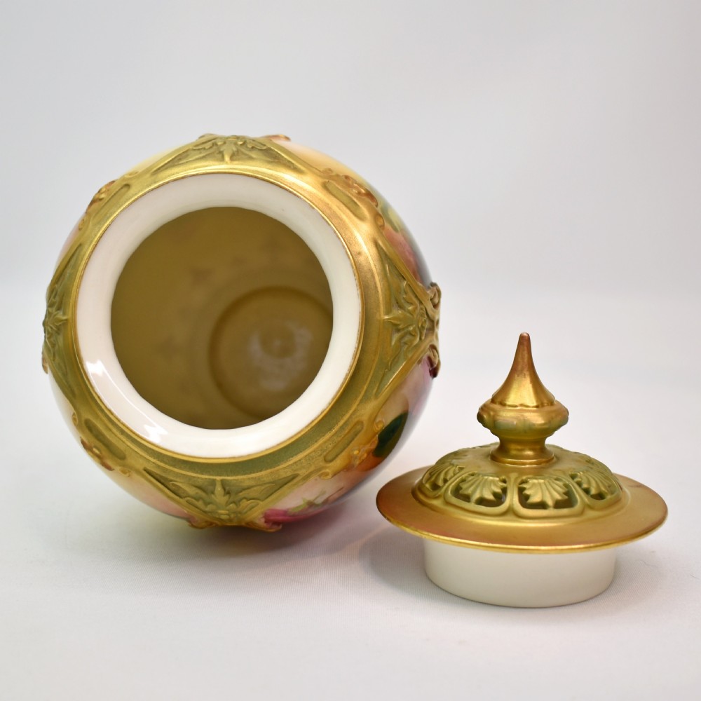 Royal Worcester Pot Pourri Vase – Hand-Painted Roses by A. Watkins – 1912 View IX