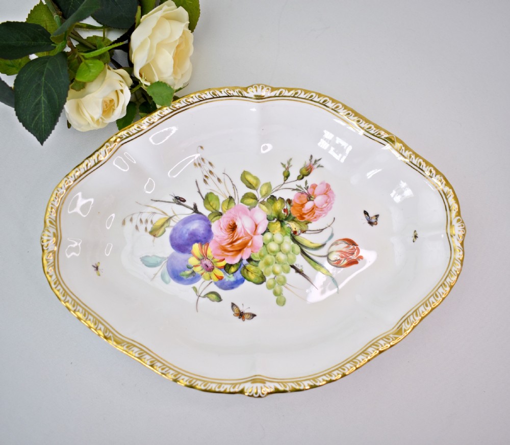 Fine Sampson Hancock Derby porcelain dessert dish, Signed W.E. Mosley, c 1900