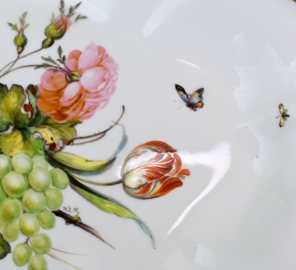 Fine Sampson Hancock Derby porcelain dessert dish, Signed W.E. Mosley, c 1900 View V