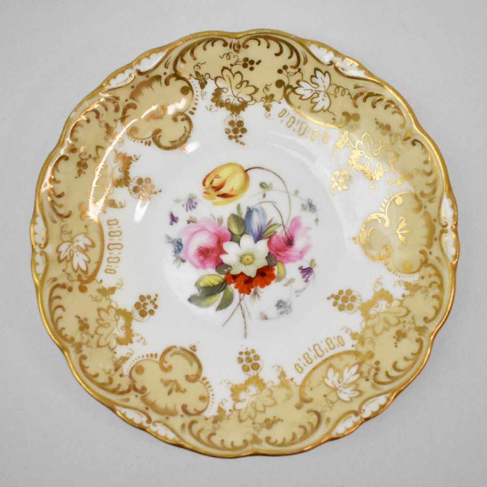 Antique Coalport Adelaide shape teacup & saucer, hand painted by Thomas Dixon, c.1830s View V