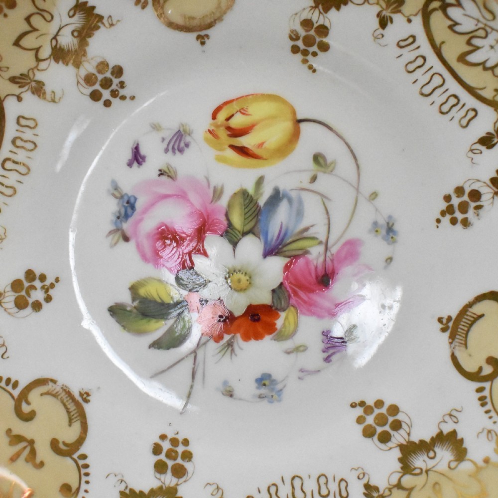 Antique Coalport Adelaide shape teacup & saucer, hand painted by Thomas Dixon, c.1830s View VI