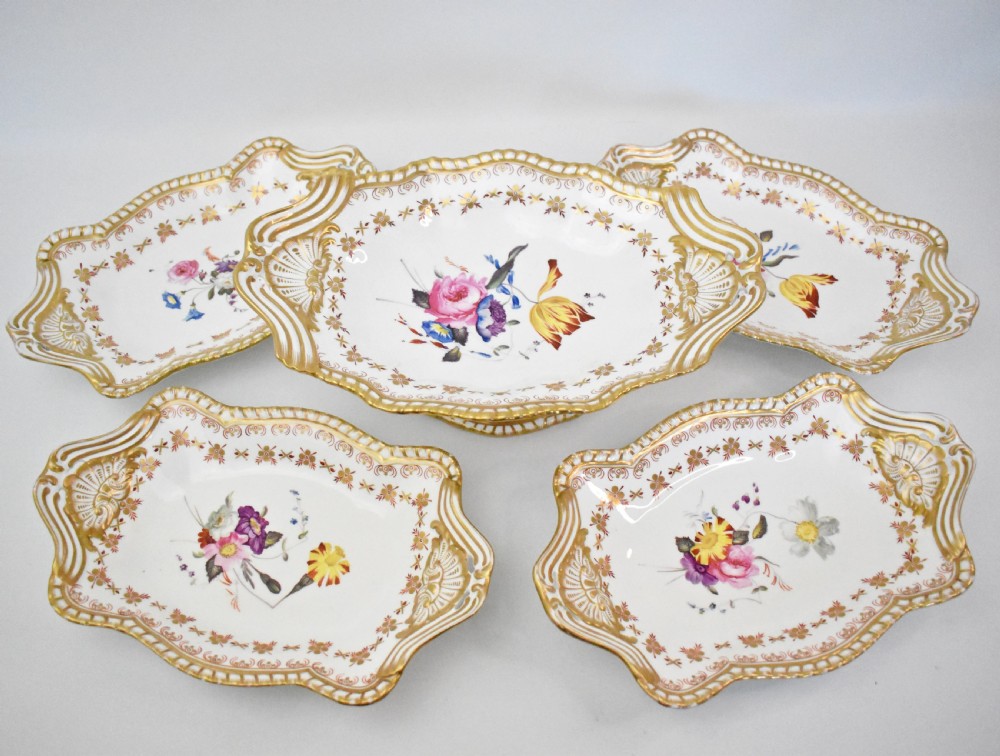 Early 19th Century Spode Botanical Dessert Service for 12, Felspar Porcelain View II