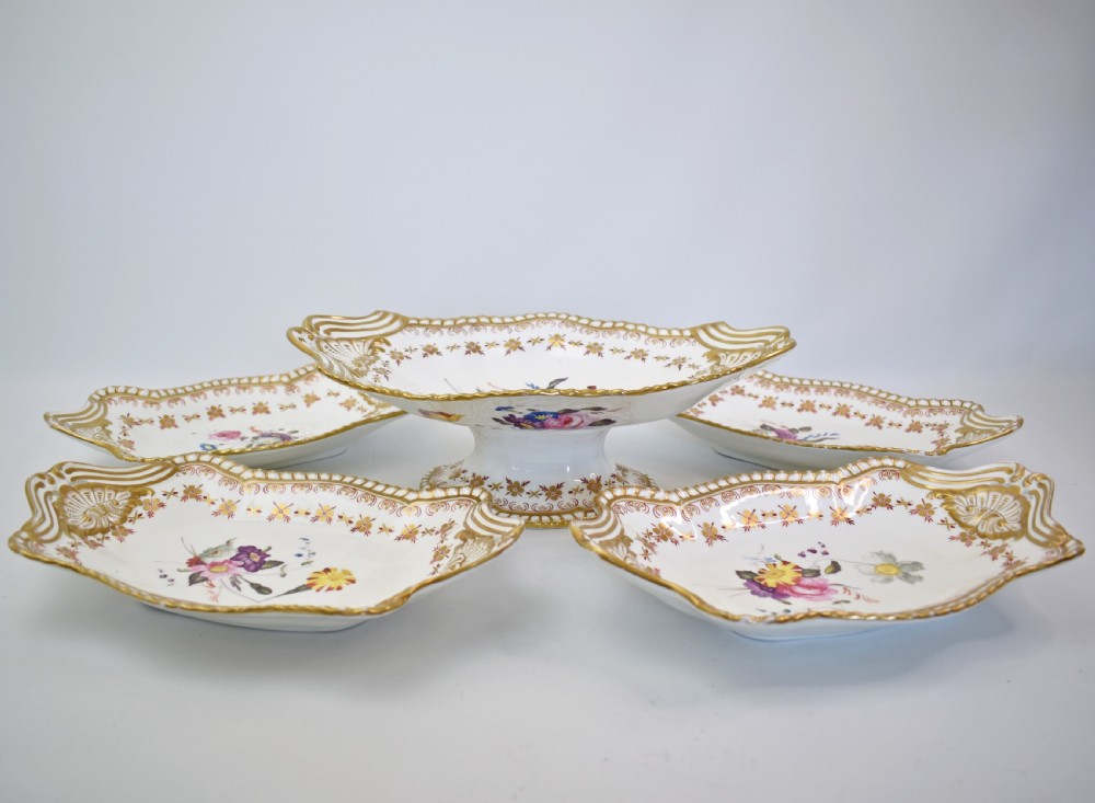 Early 19th Century Spode Botanical Dessert Service for 12, Felspar Porcelain View III