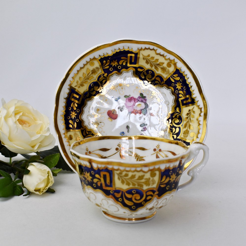 Samuel Alcock “Melting Snow” Tea Cup and Saucer Duo, Hand-Painted, c.1825 #2