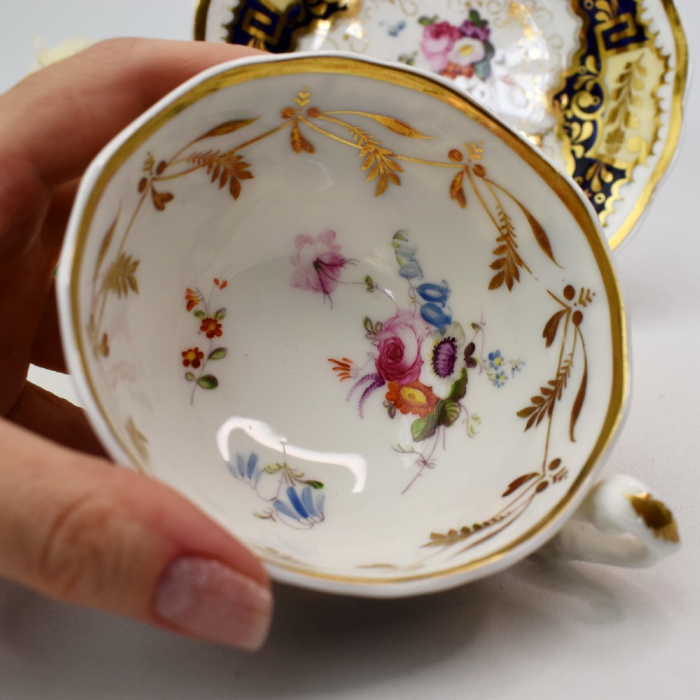 Samuel Alcock “Melting Snow” Tea Cup and Saucer Duo, Hand-Painted, c.1825 #2 View III